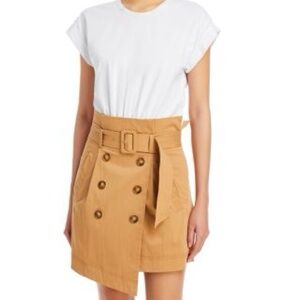 Veronica Beard Camel Belted Double-Breasted Skirt